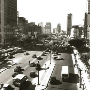 São Paulo, Brasilien. Ansicht der Innenstadt mit Hauptgeschäftsstraße