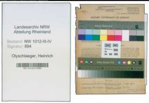 Entnazifizierung Heinrich Olyschlaeger , geb. 15.05.1904 (Landwirt)