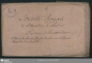 L : Wissenschaftliche Forschungen Schlegels: Indische Bibliothek und Indisches überhaupt betreffend - Mscr.Dresd.e.90,L
