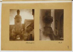 Gänseturm, Weikersheim / Kanzel, Aub: Ansichten (aus: Skizzen- und Fotoalbum 24)