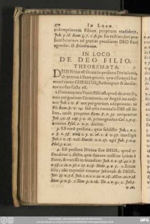 In Loco De Deo Filio. Theoremata.