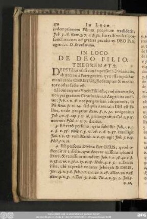 In Loco De Deo Filio. Theoremata.