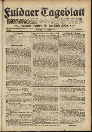 Ausgabe vom Montag, den 18. April 1921.