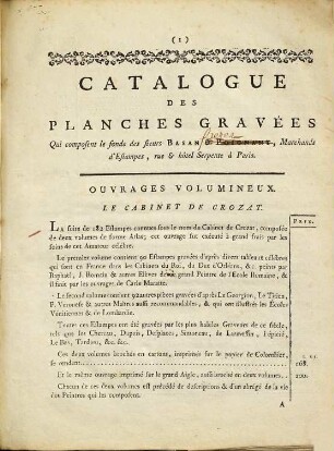 Catalogue des planches gravées qui composent le fonds des sieurs Basan et Poignant, marchands d'estampes, rue & hôtel Serpente à Paris