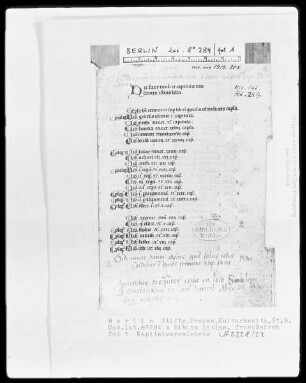 Biblia latina — ---, Folio 1 rectoInhaltsverzeichnis