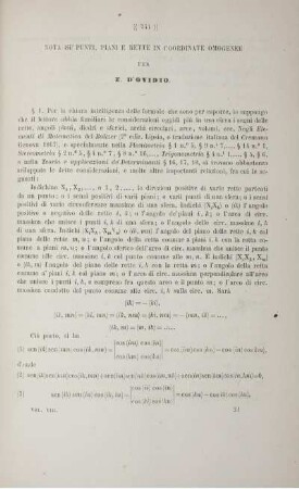 Nota sui punti, piani e rette in coordinate omogenee.