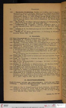 IV. Rechtsgeschichte. Rechtsaltertümer, Allgemeine Rechtswissenschaft, Staatsrecht (Nr. 1441 - 1726)