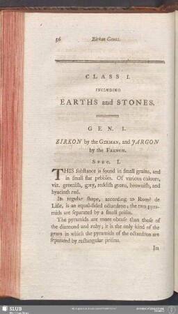 Class I. Including Earths and Stones