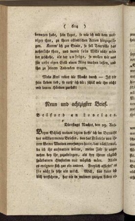 Neun und achtzigster Brief. - Vier und neunzigster Brief. Fräulein Howe an Clarissa.
