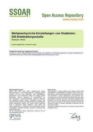 Weltanschauliche Einstellungen von  SIS-Entwicklungsstudie