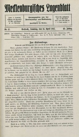Nr. 17. Rostock, Sonntag, den 15. April 1917.