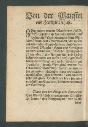 Von der Majestet und Herrligkeit Christi.