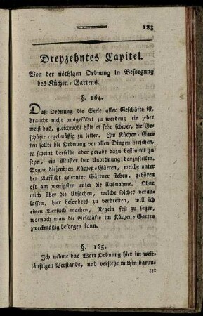 Dreyzehntes Capitel. Von der nöthigen Ordnung in Besorgung des Küchen-Gartens.