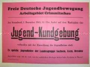 Maueranschlag mit Ankündigung einer Jugend-Kundgebung in Crimmitschau