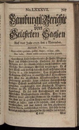 No. LXXXVII. den 1 November 1737. - No. XCV. den 28 November 1737.