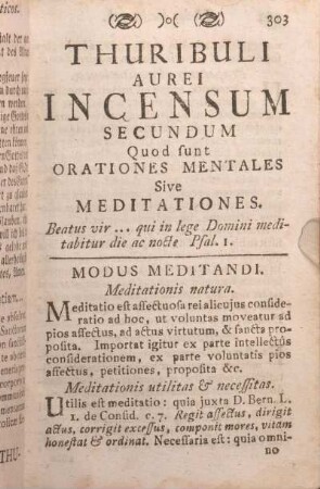 Modus Meditandi. Meditationes. Sententiae Spirit.