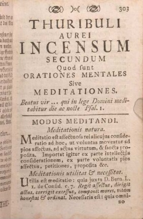 Modus Meditandi. Meditationes. Sententiae Spirit.