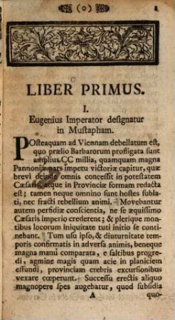 Guidonis Ferrarii Societatis Jesu De Rebus Gestis Eugenii Principis Sabaudi Bello Pannonico Libri III. : Editio, post Italicam, & Batavicam, Quarta; Apud Germanos Altera