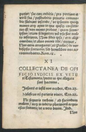 XI Collectanea De Officio Iudicis Ex Veteri Testamento/ preter ea que allegata sunt hactenus.