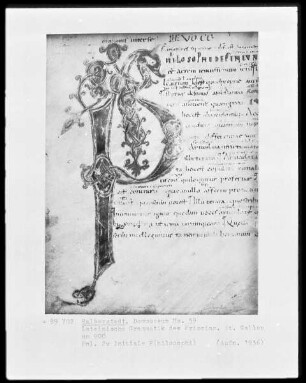 Lateinische Grammatik des Priscian, Ms. 59, folio 2 verso, Initiale P(hilosophi)