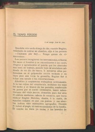 El tiempo perdido : A mi amigo José de Arce.
