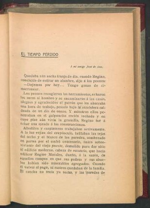 El tiempo perdido : A mi amigo José de Arce.