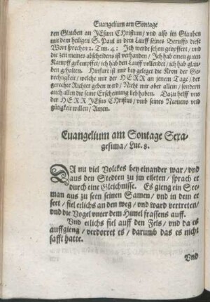 Euangelium am Sontage Sexagesima/ Luc. 8.