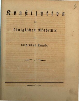 Constitution der königlichen Akademie der bildenden Künste