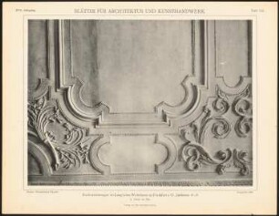 Stuckverzierungen im Langschen Wohnhaus, Frankfurt/Oder: Ansicht Decke im Flur (aus: Blätter für Architektur und Kunsthandwerk, 17. Jg., 1904, Tafel 113)