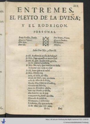 Entremes El Pleyto De La Duena.