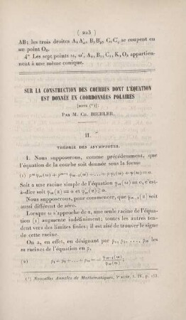 Sur la construction des courbes dont l'équation est donnée en coordonnées polaires. [Fortsetzung]