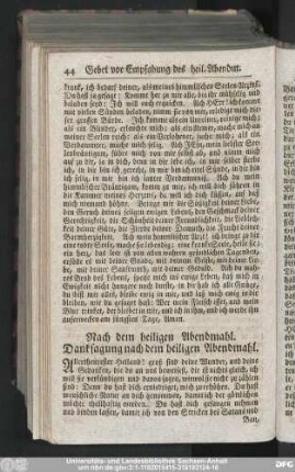 Danksagung nach dem heiligen Abendmahl.