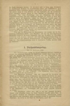 I. Verhandlungstag am 16. Februar 1892