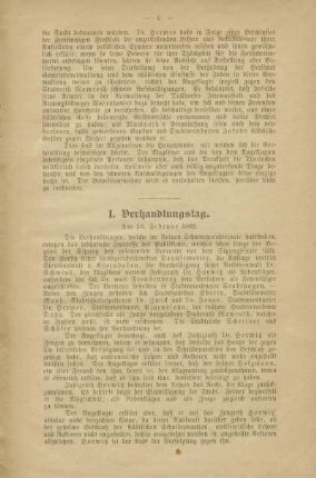 I. Verhandlungstag am 16. Februar 1892