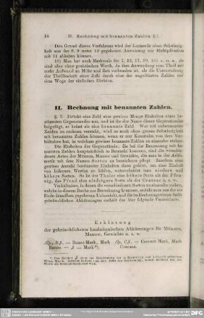 II. Rechnung mit benannten Zahlen