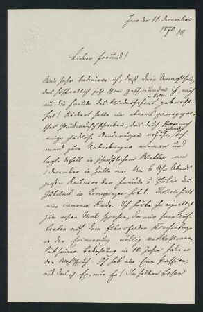 118r-121v, Brief: Jena den 11. December 1870