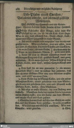 Lob-Psalm eines Christen, Vor allerley leibliche, und allermeist geistliche Wohlthaten