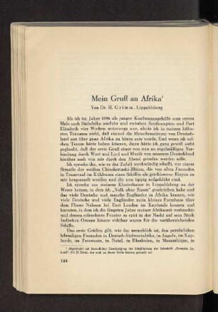 Mein Gruß an Afrika