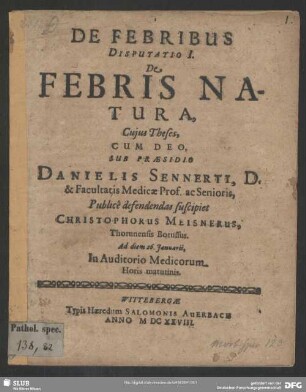 1: De febris natura