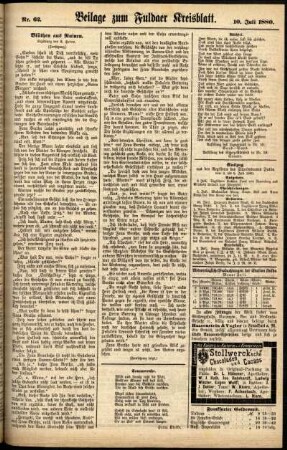 Zweite Ausgabe vom Samstag, den 10. Juli 1880.
