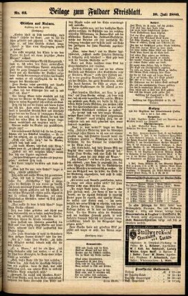 Zweite Ausgabe vom Samstag, den 10. Juli 1880.