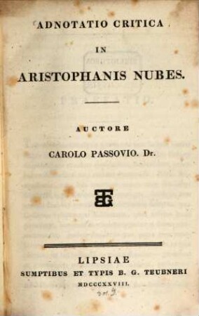 Adnotatio critica in Aristophanis Nubes