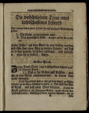Die wohlbelohnte Treue eines rechtschaffenen Lehrers.