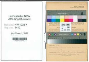 Entnazifizierung Willi Knoblauch , geb. 13.01.1907 (Monteur)
