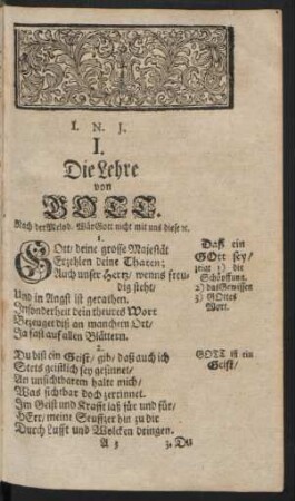 I. Die Lehre von GOTT