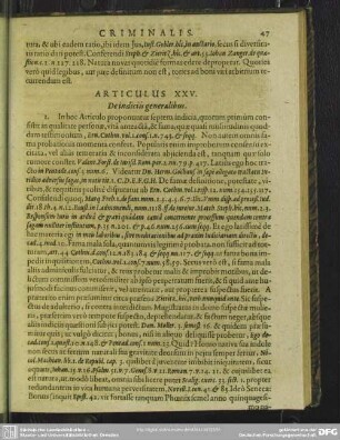 Articulus XXV. De indiciis generalibus