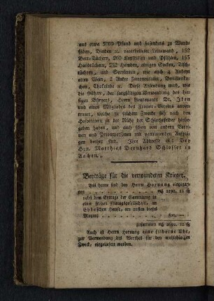 Beyträge für die verwundeten Krieger.