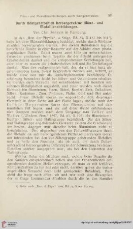 Durch Röntgenstrahlen hervorgerufene Münz- und Medaillenabbildungen