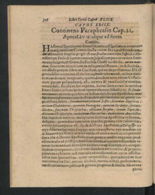 Caput XLIIX. Continens Paraphrasin Cap. 21. Apocal. a.v. usque ad finem Capitis.