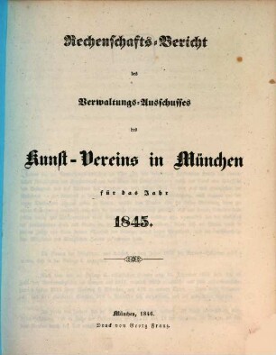 Rechenschafts-Bericht. 1845, 1845 (1846)